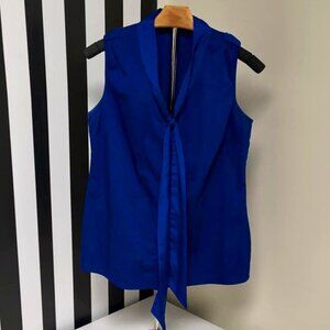 The Limited Royal Blue Dressy Sleeveless Top Attached Drop Scarf Size M